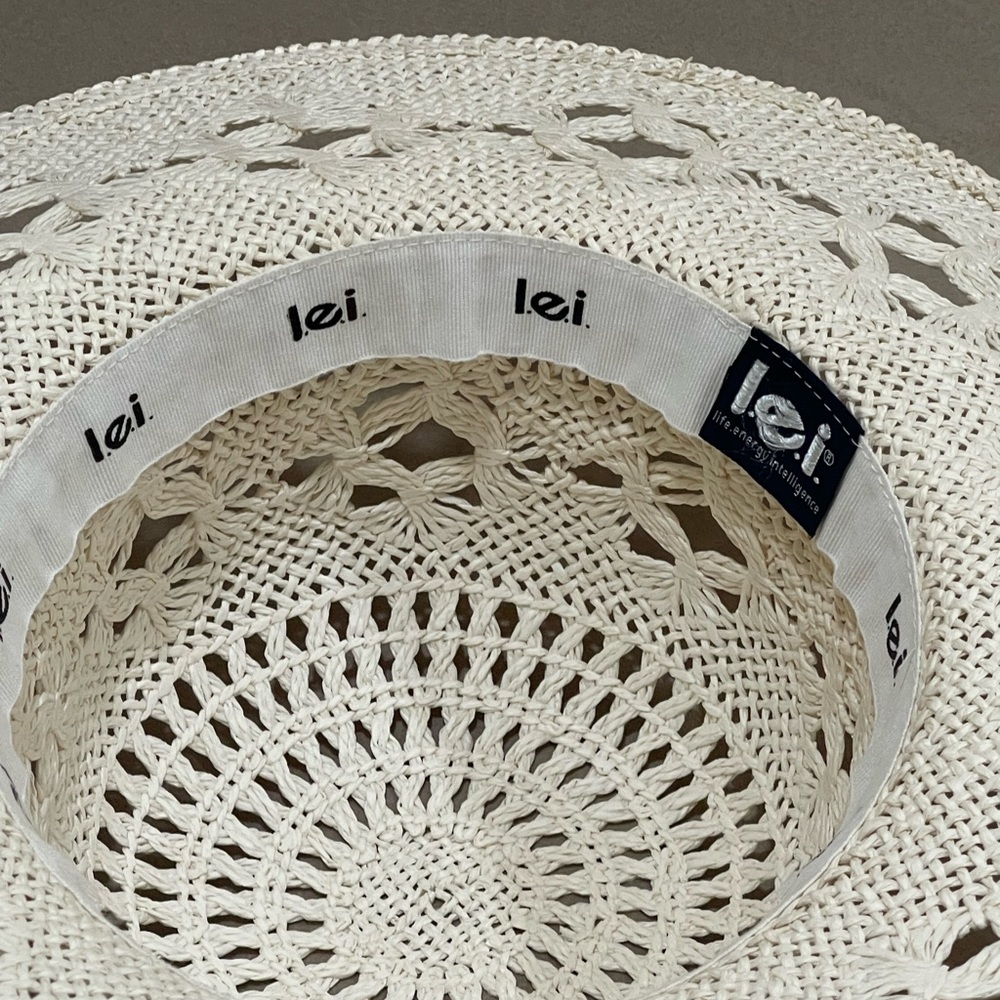 Women’s Lei Crochet Straw Sun Hat Natural Beach Vacation Summer One Size - Picture 7 of 7